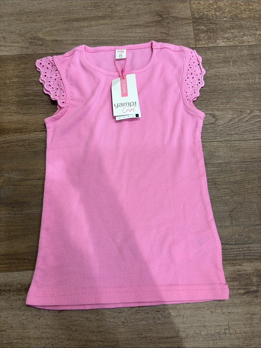 NWT Pink Ribbed Flutter Sleeve Tee